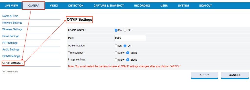 ONVIF Setting