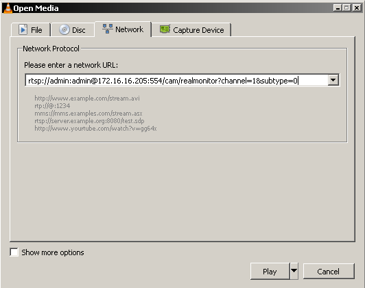 RTSP onVLC
