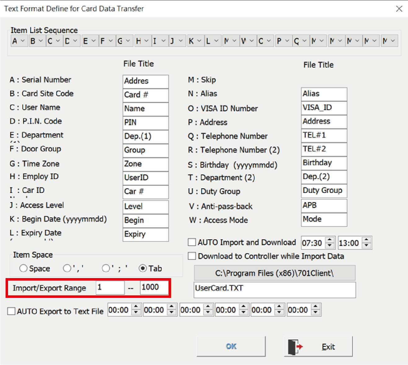 import/export card