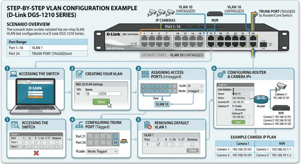 How to configure VLAN in Dlink