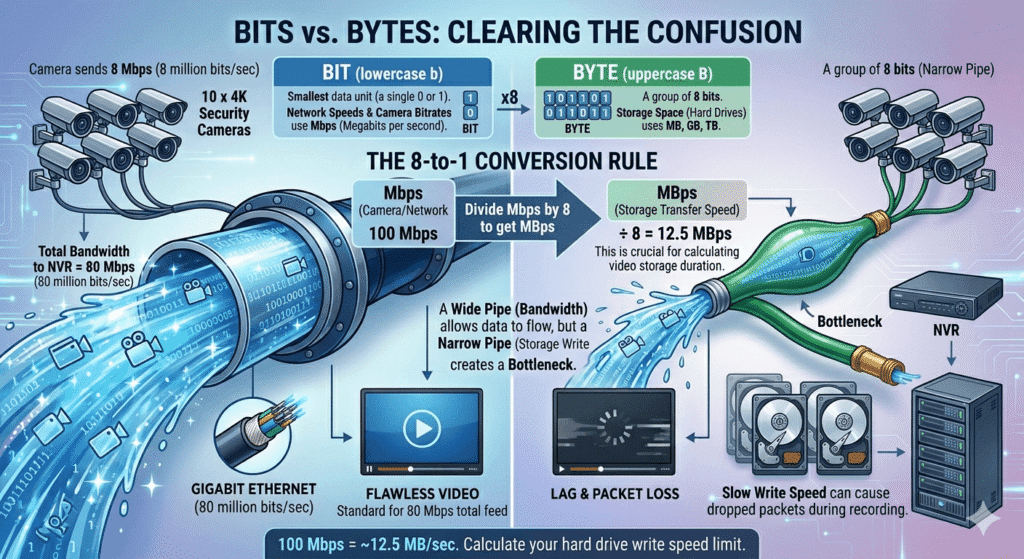 Comparison chart showing bandwidth savings of H.264 vs H.265 vs H.265+)